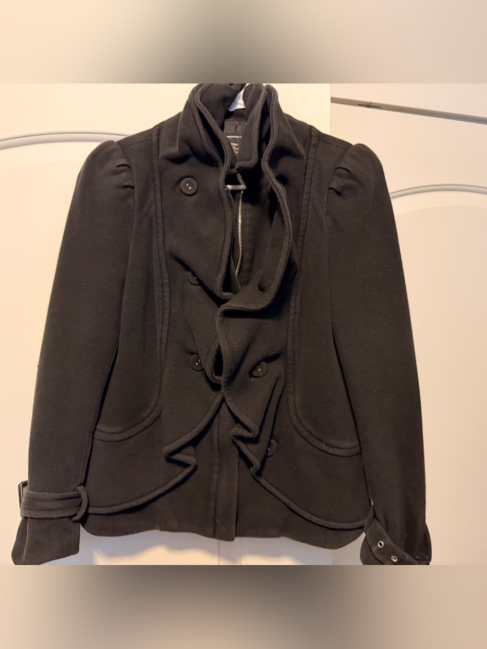 INC - Vintage - International Concepts - Black Women's Ruffle Blazer Jacket